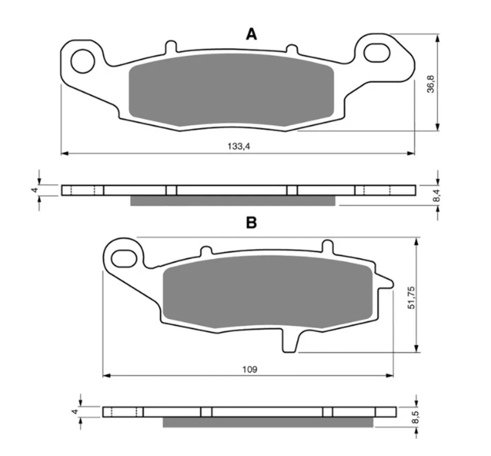 Спеченные тормозные колодки GoldFren AD-104 (эквивалент EBC FA229HH) - Изображение 3 из 4