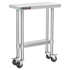 30x12 NSF Stainless Steel Cart - Heavy Duty Rolling Food Prep Table with Unde...