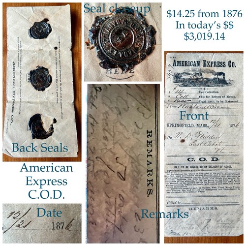 Antique 1876 American Express Wax sealed COD Envelope With Writing | eBay