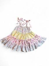 Love Shack Fancy multicolor pastel floral Ruffle dress Size M