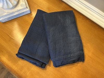 Pottery Barn Belgian Flax Linen Double Flange EURO Shams (2) Midnight NWOT OB