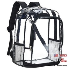 Clear Backpack Heavy Duty - Clear Bookbag for Girls Boys, Large Black