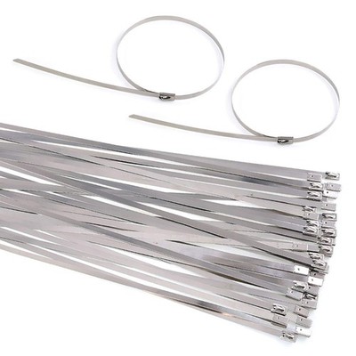 30pcs 14 Inches 304 Stainless Steel Zip Ties Exhaust Wrap Coated Locking Metal C