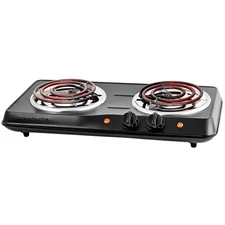 Portable 2-Burner Cooking Stove with 5 Temperature Settings & Indicator Lights