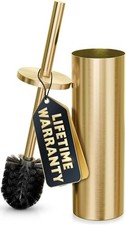 "Gold Toilet Brush and Holder Set - Brushed Stainless Steel Gold Toilet Bowl Bru