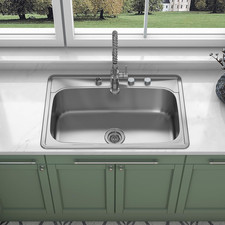 33" X 22" Drop-in Single Bowl Stainless Steel Kitchen Sink - Satin Finish