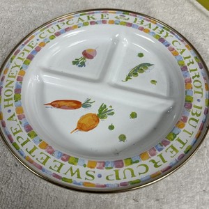 Mackenzie Childs Baby  Toddler Divided Dish Plate Enamelware Dinnerware Veggies