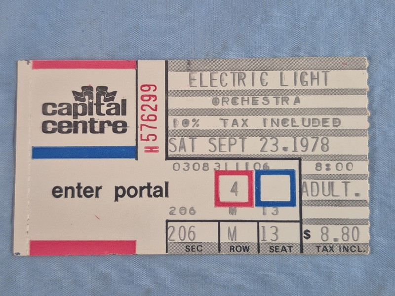 Sept 9-23-1978 Electric Light Orchestra Ticket Stub Capitol Centre Washington DC