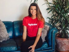 byte me Logo Sz Large Tee T-Shirt Crew Neck Short Sleeve Red Next Level Apparel