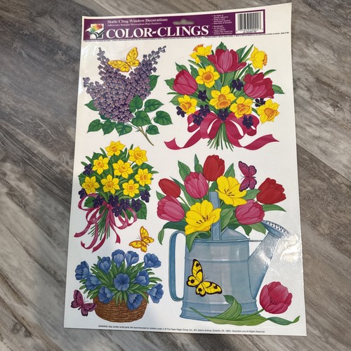 Vintage 8 Pages Classic Window Clings VTG Easter Valentines Holiday Static NOS - Picture 6 of 14