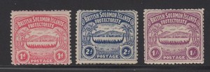 1907 British Solomon Islands Sc# 2, 3, 7, Cat $166.00