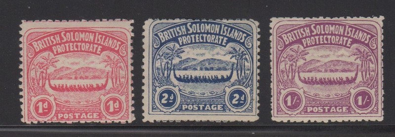 1907 British Solomon Islands Sc# 2, 3, 7, Cat $166.00