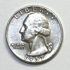 1957 D AU/ X/FINE. ++++. SILVER GEORGE WASHINGTON QUARTER