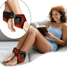 NEW Pair Electric Foot Ankle Massager Pain Relief 3 Modes Vibration Hot Compress