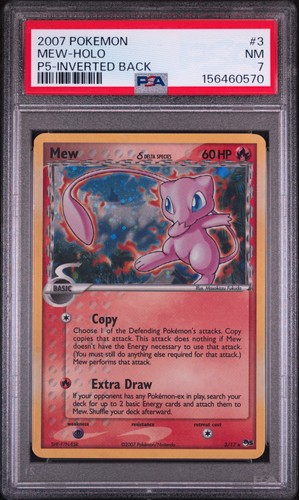 Pokemon Mew Holo Pop Series 5 3/17 Inverted Back PSA 7