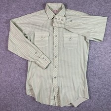 H Bar C Ranchwear Shirt Medium/Large Pearl Snap Long Tail Western VTG 367 