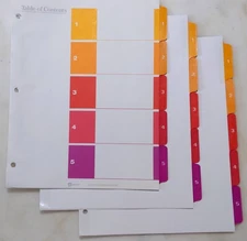 Used Avery Binder TOC and 3 sets of 5-Tab Dividers for 3-hole binder