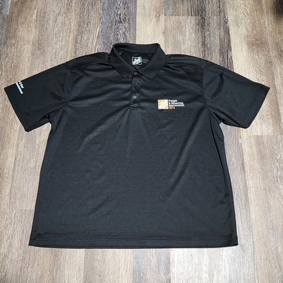 #ad Home Depot 2019 Freight Team Logo Black Lightweight Button Polo Shirt Mens XL $14.99