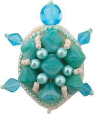 Bead Jewelry Making Kit "Turtle". Beading Pendant Beadwork Vintage Necklace