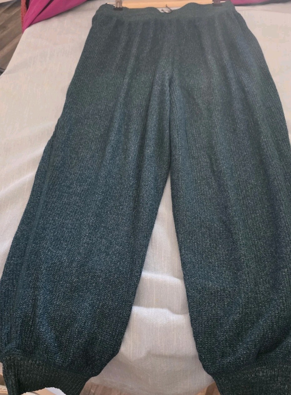 Anthropologie Daily Practice Pants Womens Small Green Knit Joggers Stretch Cozy