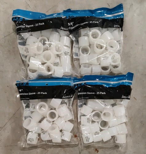 NEW - (4) 25pks Apollo Expansion Pex Expansion Sleeves 3/4" EPXS3425PK 100 Total
