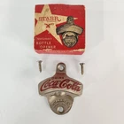 VINTAGE STARR X COCA COLA STATIONARY BOTTLE OPENER, BROWN MFG