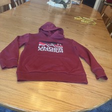 Under Armour Boys Red Black Graphic Pullover Hoodie Sweatshirt Youth Size 5