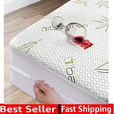 Bamboo Mattress Protector with Zipper - 100 Waterproof King Size Cooling Mat...