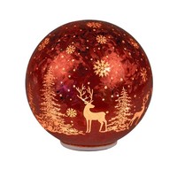 LED Deko Kugel Frosty Winterzeit Rot Drehend ⌀ 20Cm Aus Glas Mit Timer Formano