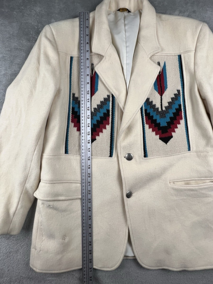 VINTAGE Pioneer Wear Chimayo Blanket Aztec Jacket Size 44 USA