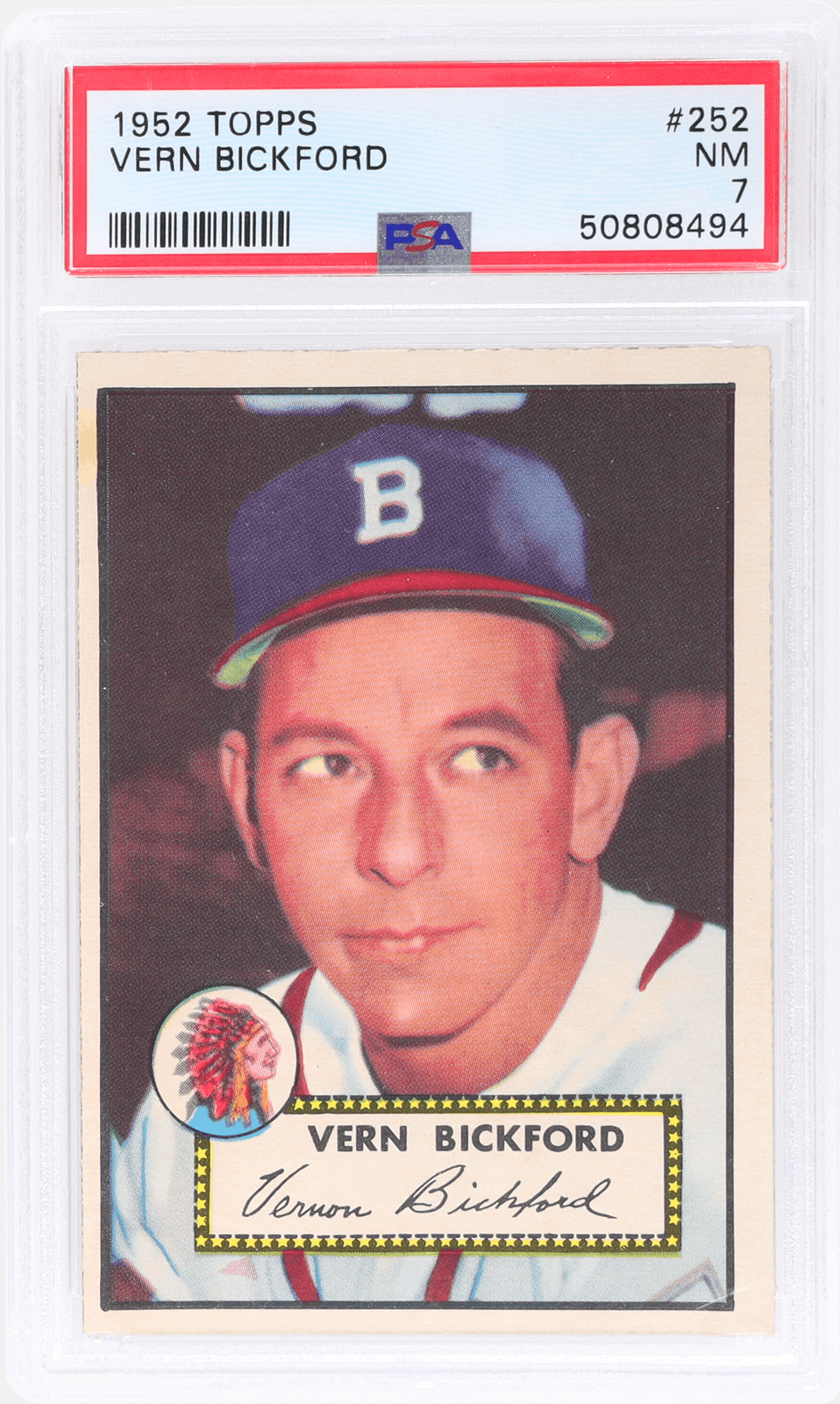 1952 Topps Vern Bickford #252 PSA 7