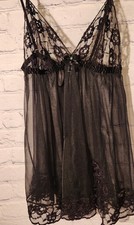 Frederick  s of Hollywood Black Sheer Babydoll with adjustable closure size Large