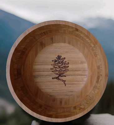  Pinecone Accent Lodge  Cabin 12'' Bamboo Fruit/salad Bowl Natural NIB