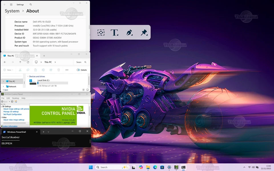 Dell XPS 9640 16.3″ Inch OLED 4K+ Touch Laptop 32GB RAM RTX 4050 2TB SSD Ultra 7 - Image 4 of 4