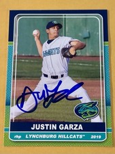 Justin Garza SIGNED 2019 Lynchburg Hillcats Card RC Auto New York Mets Red Sox