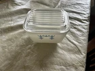 Pyrex Vintage 501 Fridge Dish Blue Snowflake Design