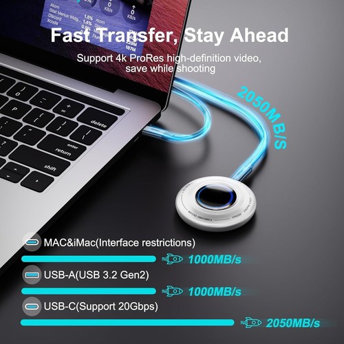 FP108 2TB Portable External SSD, Supports Up to PD-100W and 2050MB/s, Play Whil - Picture 4 of 7