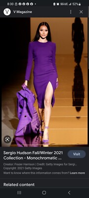 Sergio Hudson Plus Purple Strong Shoulder Fitted pencil dress Coat