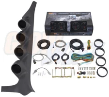 GlowShift B7 4 Gauge Diesel Set + Gray Pod for 92-97 Ford F250 F350 Powerstroke