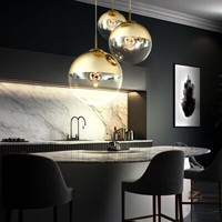 Led Glas Kugel HäNge Decken Lampe Wohn Zimmer Beleuchtung Pendel Leuchte Gold
