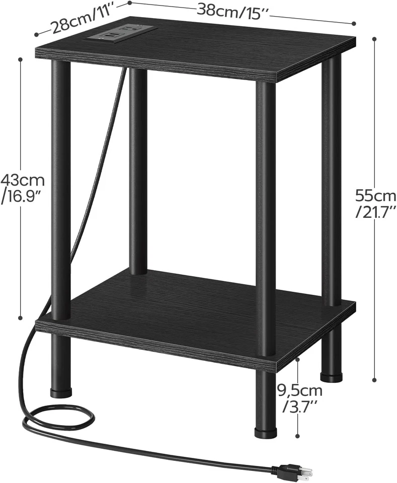 Side Table with Charging Station, End Tables with USB Ports and Outlets, Nightst - Image 3 of 4