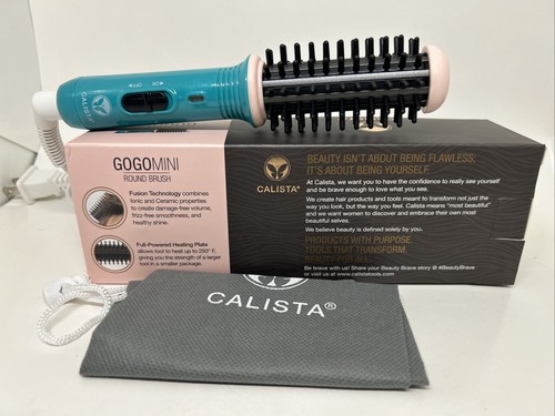 Calista GoGo Mini 1" in Barrel Round Brush Hair Styling Tool Jade Green
