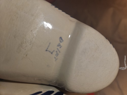 Royal Delft  Pair Of Ceramic Shoes Clogs Blue Floral Decor - Picture 7 of 8