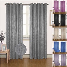BLACKOUT THERMAL CURTAINS EYELET RING TOP READY MADE "SEVILLE" BLACK BLUE PINK
