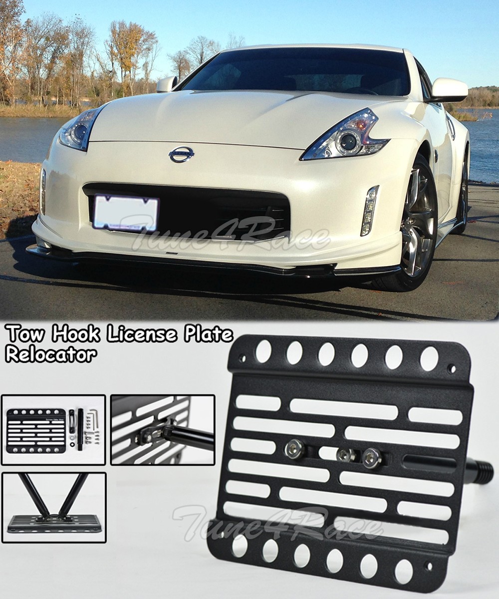 For 13-UP nissan 370z Front bumper Tow Hook License Plate Bracket