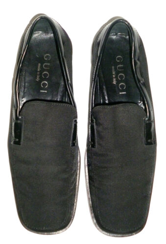Vintage GUCCI Tom Ford Black Nylon LOAFERS-8 ITALY - image 1