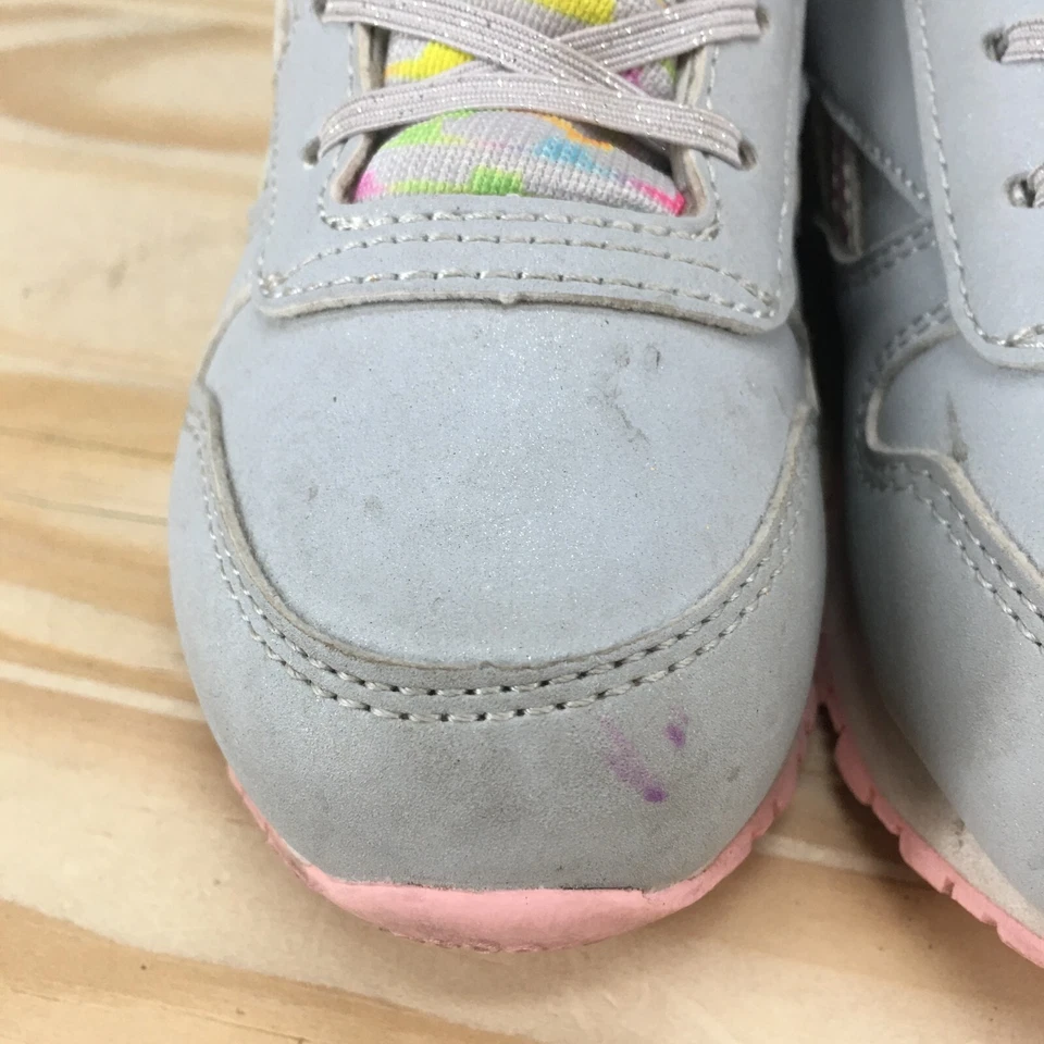 Reebok Shoes Youth 8.5 Classic Leather Step N Flash Sneaker Gray Lace Up Comfort - Image 4 of 4