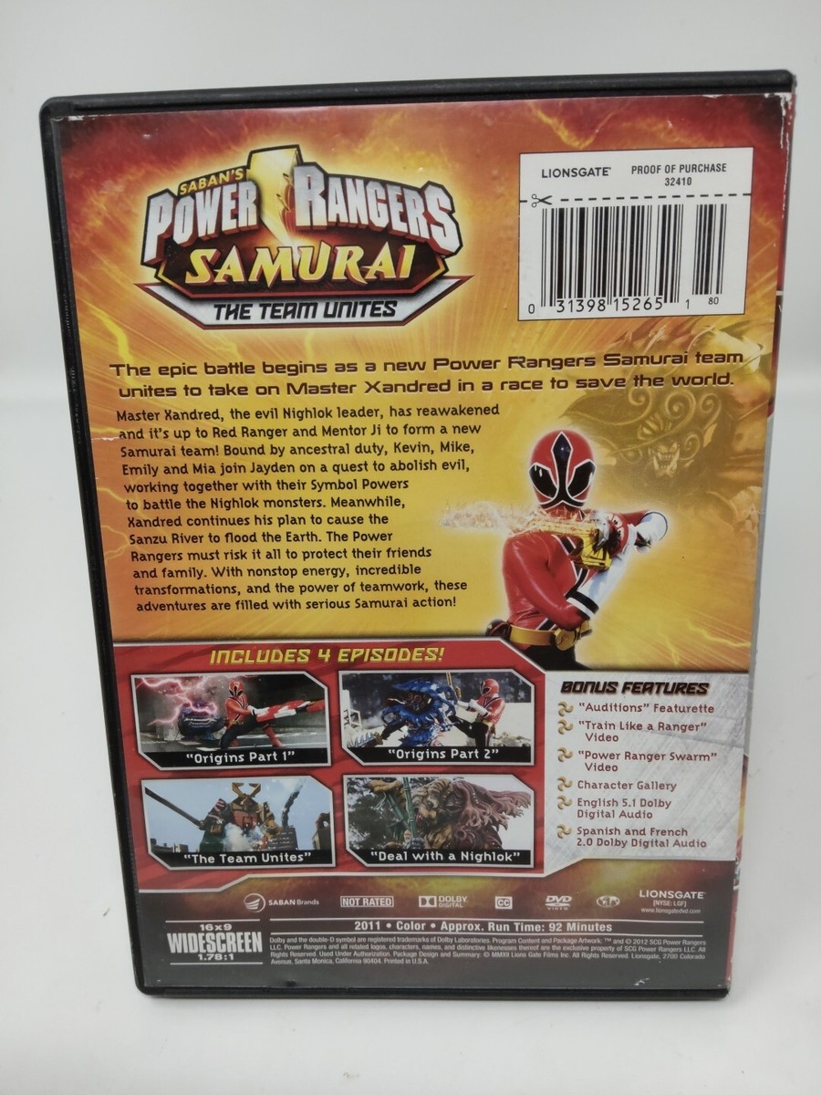 Power Rangers Samurai, Vol. 1: The Team Unites DVD