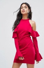 Free People Sweet Talk Frill Mini Dress Small Raspberry Pink Modified Sleeveless