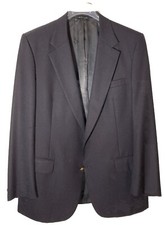 BURBERRYS Vtg 90  s Classic Navy Blue Blazer-Brass Buttons-All Wool-42L-USA Made